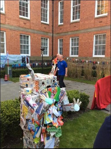 Eco Warriors at Kings Road Primary presented with talking bin by Trafford Council