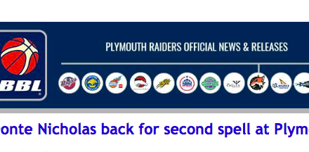 Donte Nicholas back for second spell at Plymouth