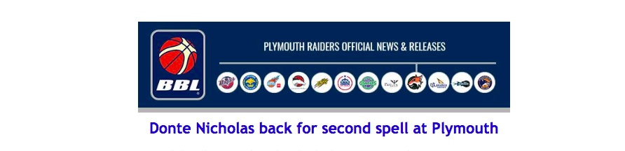 Donte Nicholas back for second spell at Plymouth