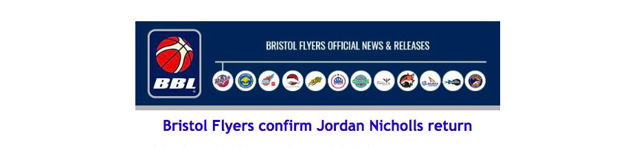 Bristol Flyers confirm Jordan Nicholls return