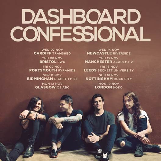 DASHBOARD CONFESSIONAL ANNOUNCE NOVEMBER UK & IRELAND TOUR