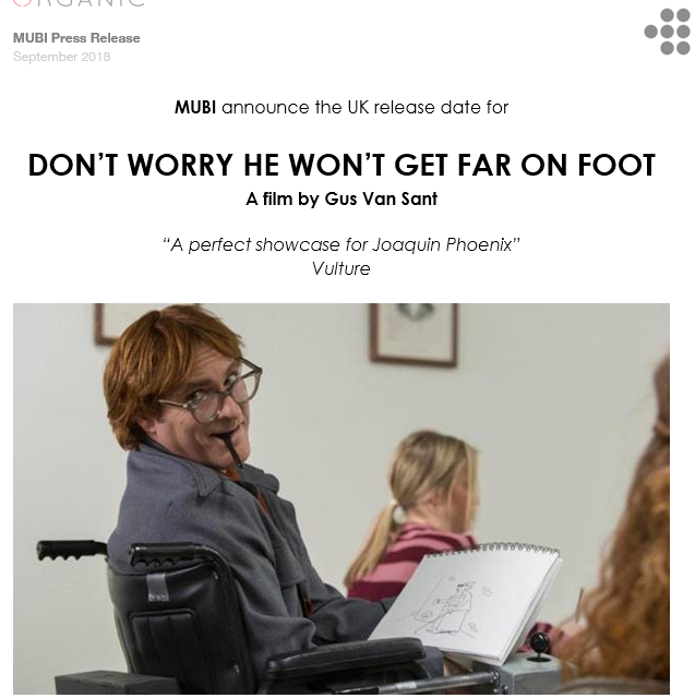 Gus Van Sant’s DON’T WORRY HE WON’T GET FAR ON FOOT / in UK cinemas 26 October