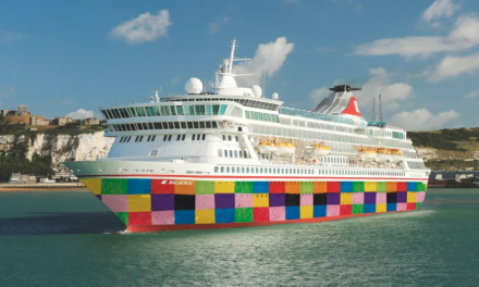 Fred. Olsen Cruise Lines unveils new patchwork livery on flagship ‘Balmoral’ to raise awareness of Suffolk Hospice campaign