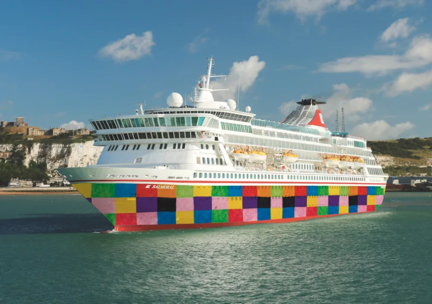 Fred. Olsen Cruise Lines unveils new patchwork livery on flagship ‘Balmoral’ to raise awareness of Suffolk Hospice campaign