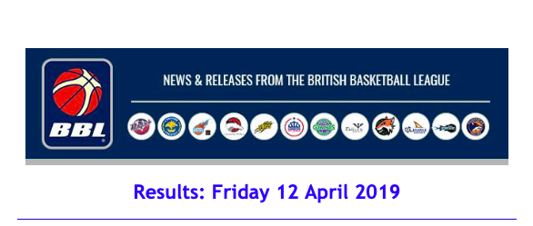 British Basketball League Results: Friday 12 April 2019