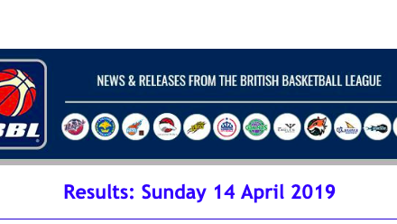 News from British Basketball League Results: Sunday 14 April 2019