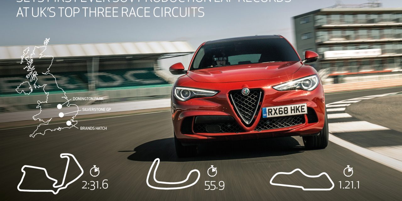 ALFA ROMEO STELVIO QUADRIFOGLIO SETS FIRST EVER SUV PRODUCTION LAP RECORDS AT UK’S TOP THREE RACE CIRCUITS