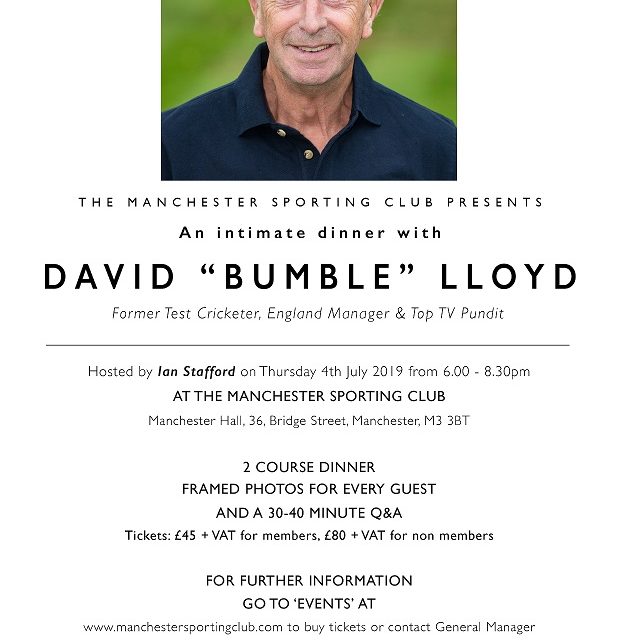 David “Bumble” Lloyd to star at The Manchester Sporting Club