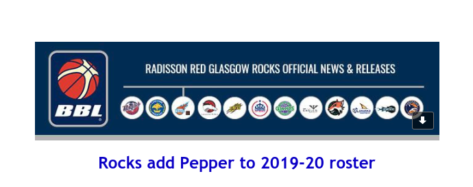 British Basketball League: Rocks add Pepper to 2019-20 roster
