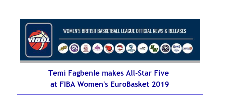 Women’s British Basketball League: Temi Fagbenle makes All-Star Five at FIBA Women’s EuroBasket 2019