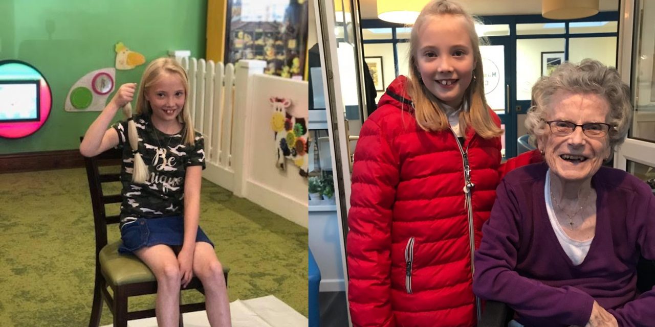 Abbie-Jane, 10, chops locks for great grandparents
