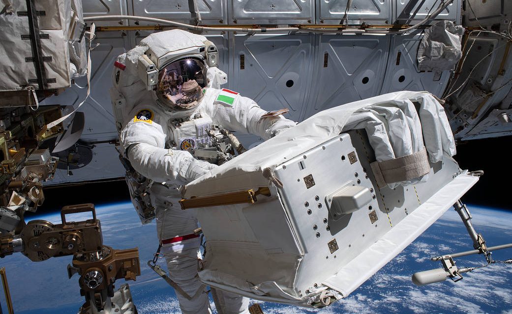 Luca Parmitano Works to Upgrade a Cosmic Particle Detector