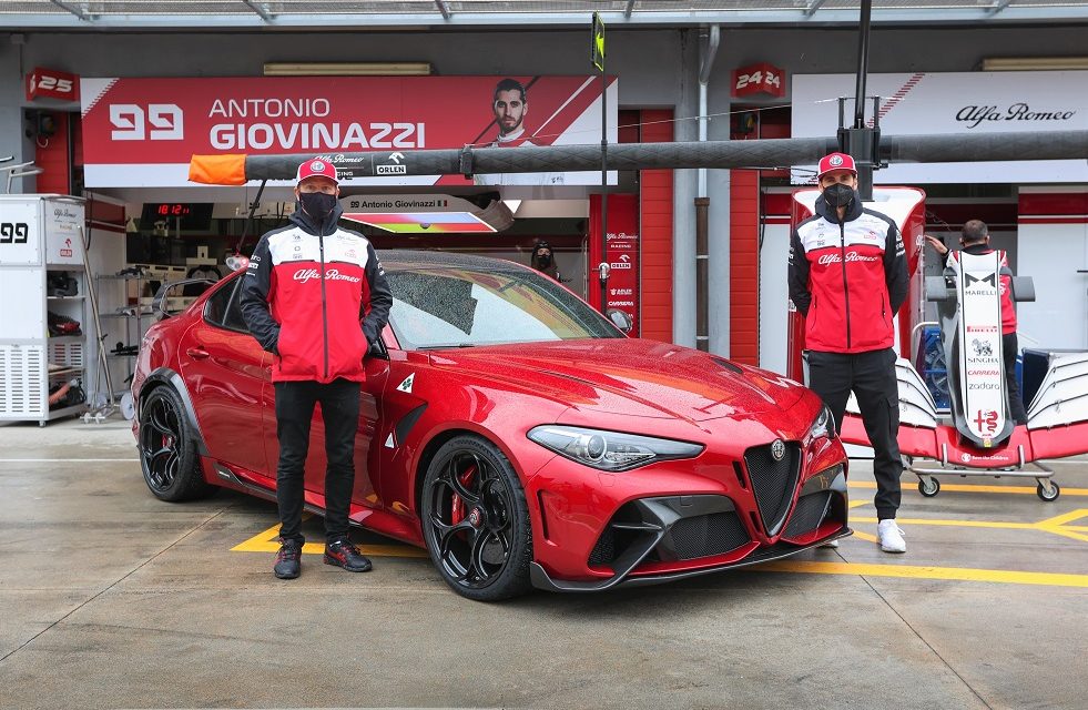 Alfa Romeo Giulia GTAm is special guest of Kimi Räikkönen and Antonio Giovinazzi at Imola Grand Prix