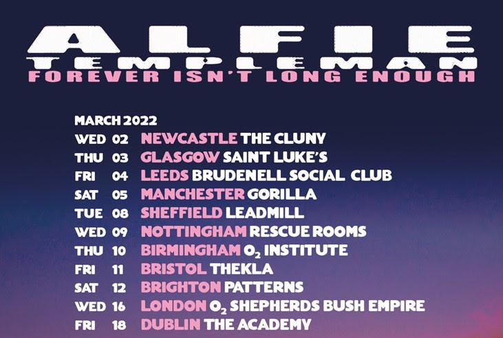 ALFIE TEMPLEMAN ANNOUNCES SPRING 2022 HEADLINE TOUR