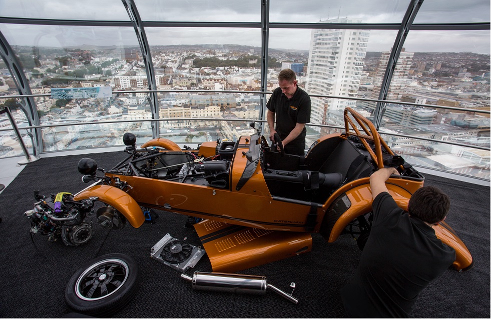 Caterham Cars completes sky-high build of new Seven 170 nearly 500 feet in the air inside British Airways i360 pod