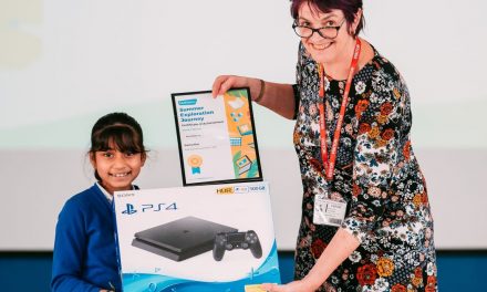 8 year old, Saina from Park Road Sale Primary School, Manchester, wins first prize and PlayStation PS4 in UK Summer maths challenge