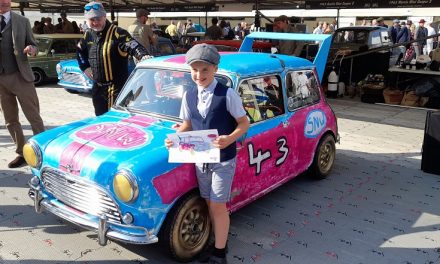 That’s a wrap! Mini designed by 9-year-old Stanley Wilkinson triumphs in all-Mini race at the Goodwood Revival
