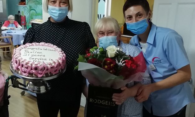 Long service award for staff member at Manchester based care home who says “this will be my last job”