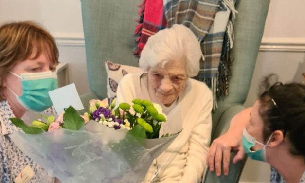 “Glass of Baileys every now and then” secret to long life, says resident at a Bolton based care home, who turns 100