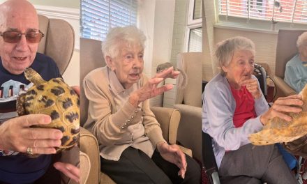 Elderly enjoy animal therapy with exotic menagerie