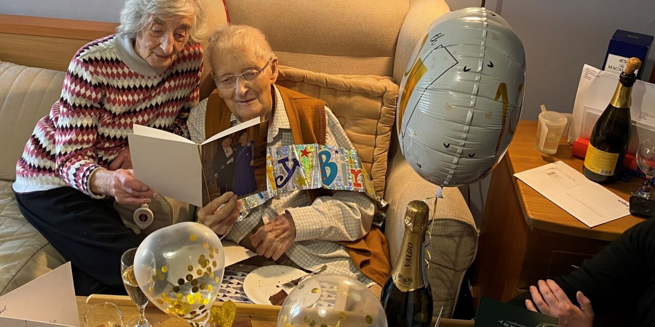 Birthday celebrations at Knutsford home as resident turns 100 with partner by his side
