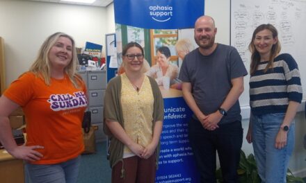 Call Me Sunday Advertising helps Aphasia Support charity with free training.
