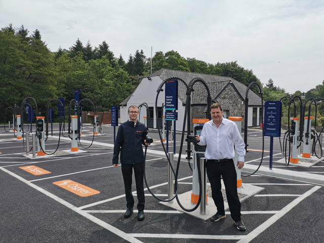 Central Devon MP Mel Stride welcomes Osprey Charging’s Salmon’s Leap hub, the largest EV charging site of its kind in the South West