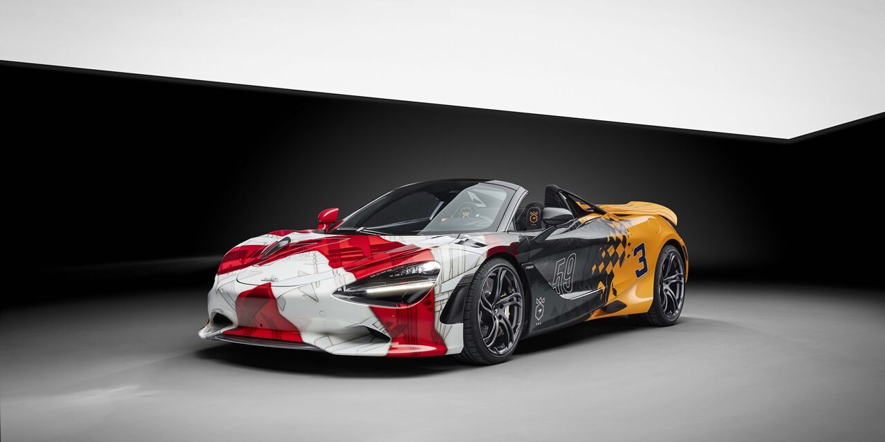 McLaren 750S with 3-7-59 Theme: stunning tribute to historic motorsport ‘Triple Crown’ victories revealed at Velocity Invitational in California, as McLaren continues 60th anniversary year celebrations