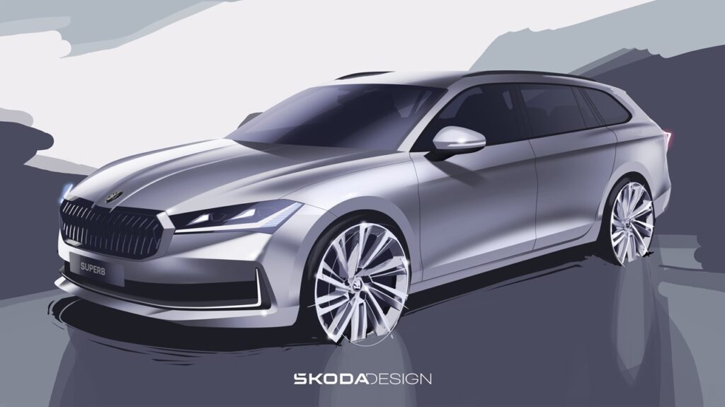 Škoda Auto releases exterior sketches of the fourth-generation Superb