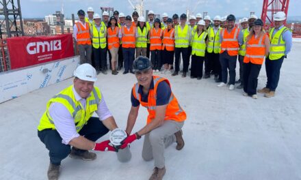 GMI Construction Group and Bruntwood SciTech celebrate topping out of Manchester’s £87m No 3 Circle Square