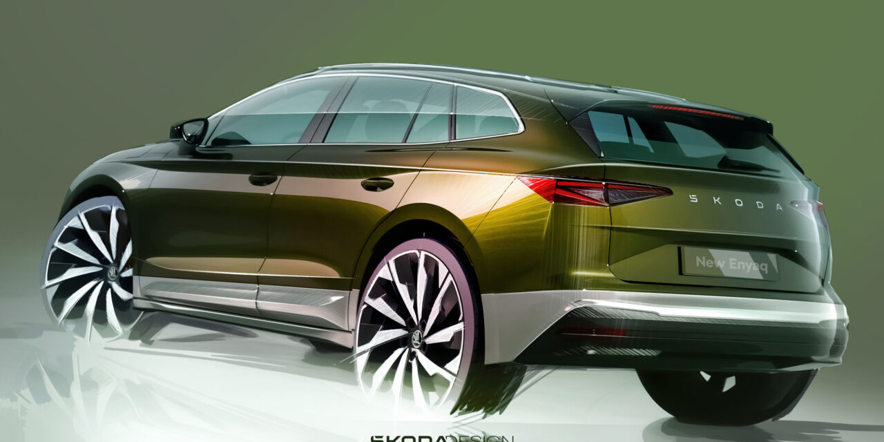 Exterior sketches of the new Škoda Enyaq family: Modern Solid update for the electric best-seller