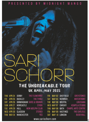 SARI SCHORR CONFIRMS UK HEADLINE TOUR THIS SPRING