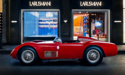 Maserati 200S on show at LARUSMIANI Automotive Gallery during Milan Design Week 2025