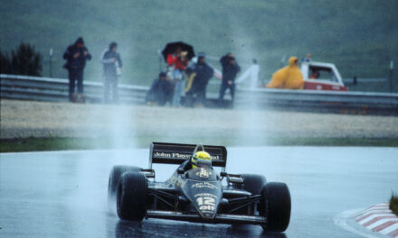 The return of an icon: Lotus and Bruno Senna celebrate Ayrton Senna’s first F1 victory at Estoril