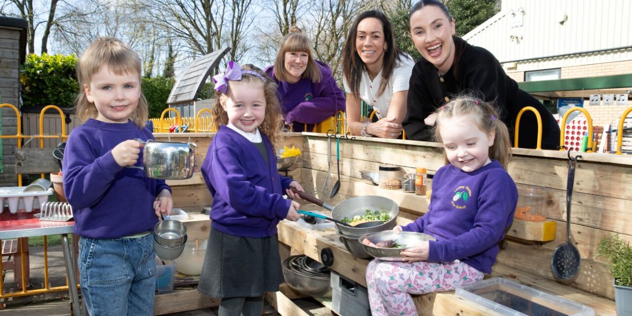 Bellway helps fund new mud kitchen at Locking Stumps in Warrington