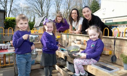 Bellway helps fund new mud kitchen at Locking Stumps in Warrington
