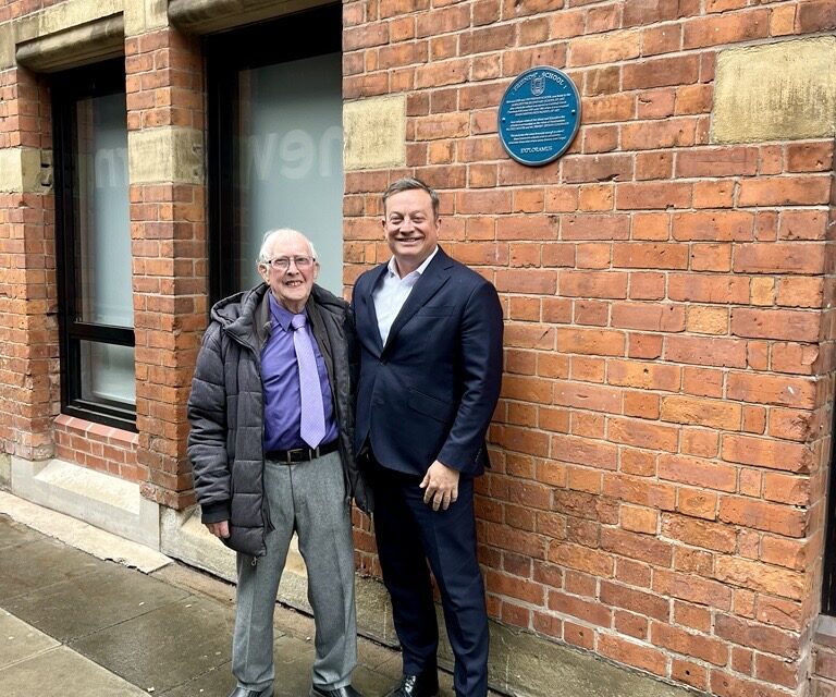 The original “Manchester Secondary School of Art” at the Old School House in central Manchester, honoured with commemorative plaque