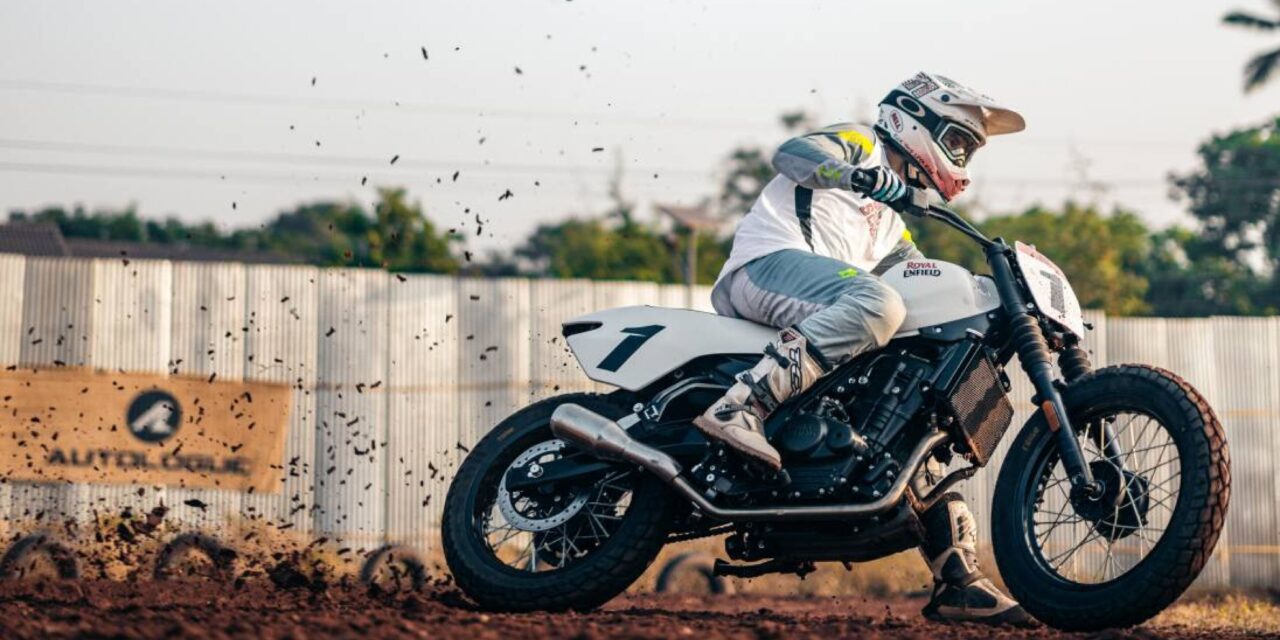 New Guerrilla 450-based Flat Tracker, the FT450, exclusively ridden at Royal Enfield Slide School