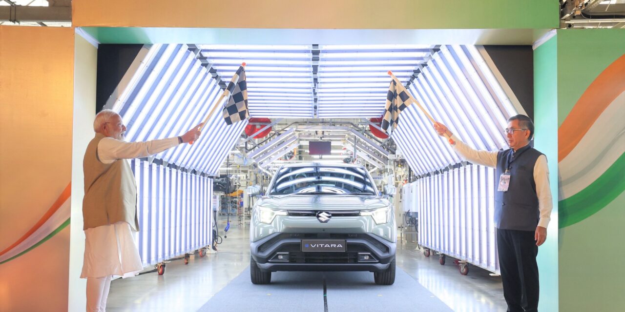 Suzuki holds start of dispatch ceremony of the BEV e VITARA in India